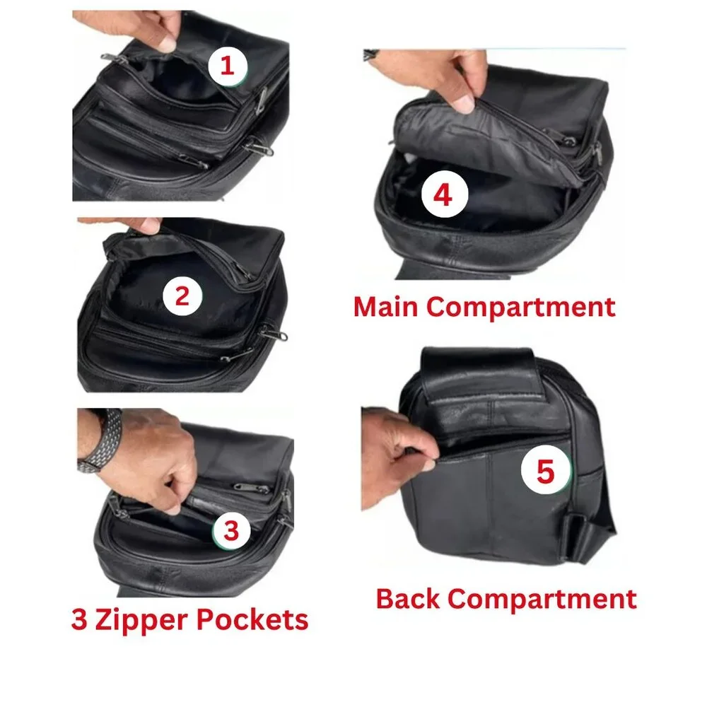 Men's Sling Backpack Genuine Leather Chest bag Crossbody Bag Shoulder Bag